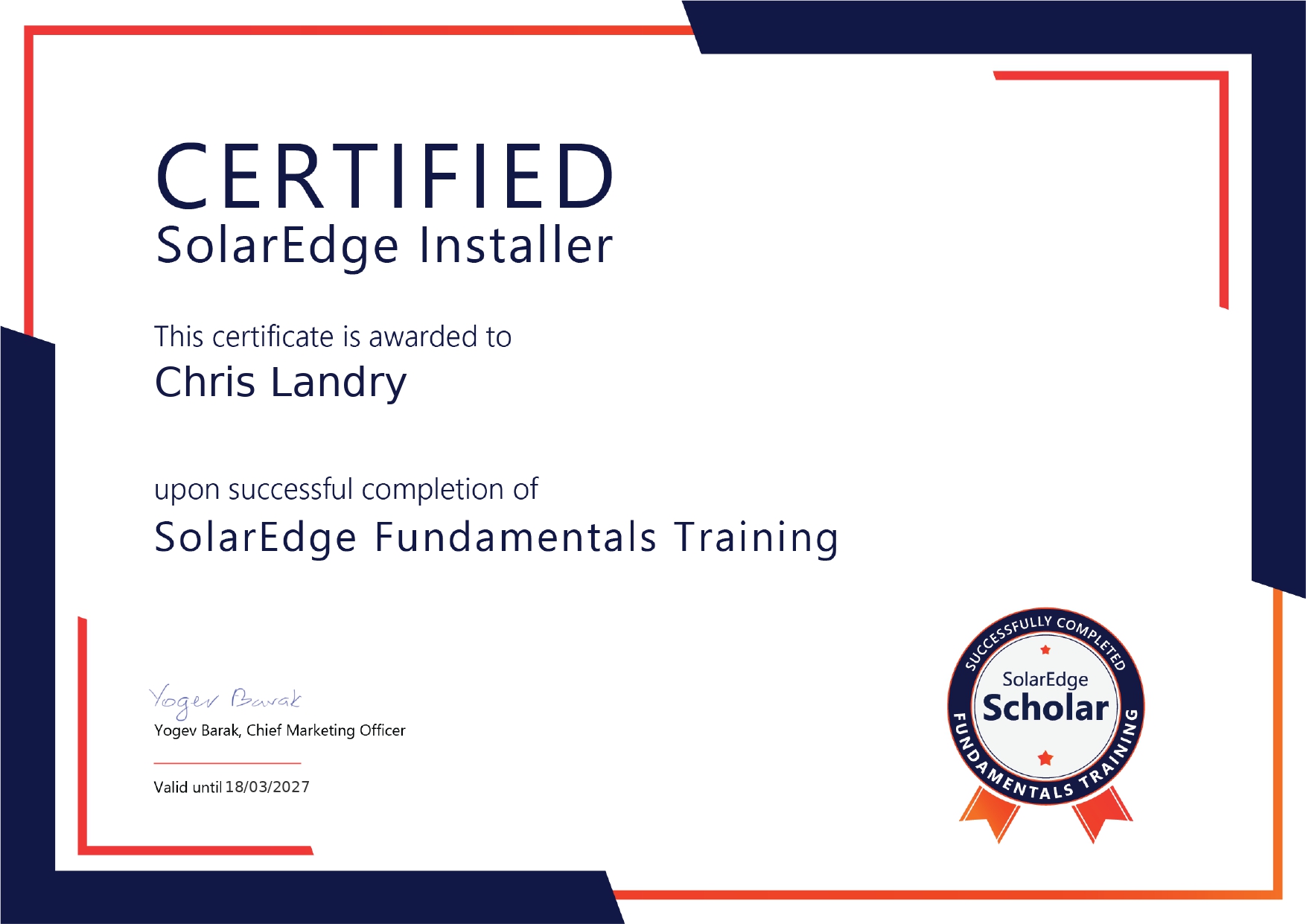 SolarEdge Cert