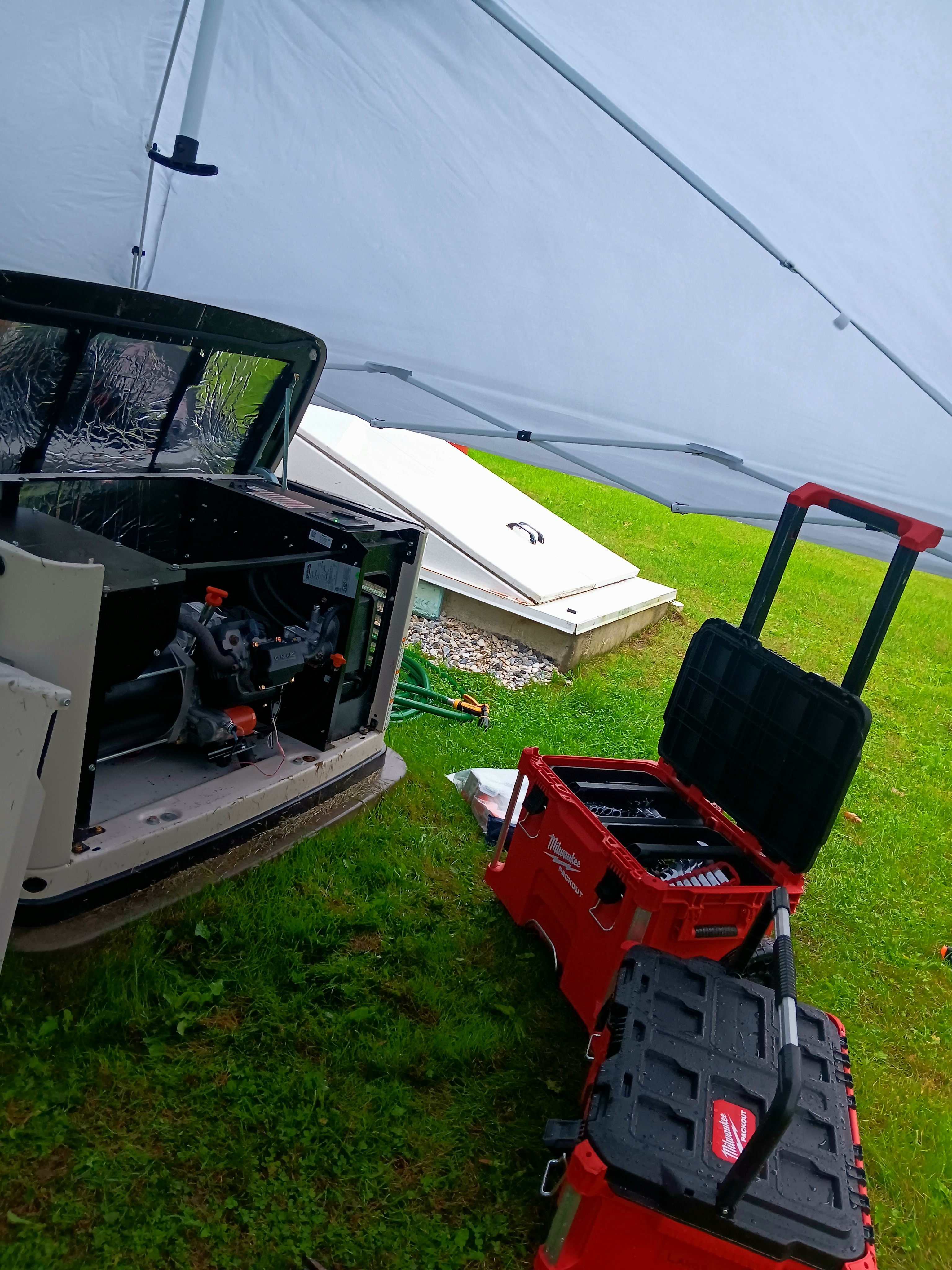 Generator service in the rain